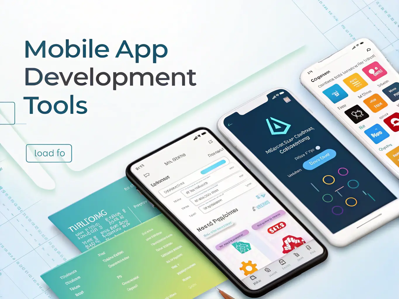 A developer working on a mobile app interface displayed on a smartphone and tablet, showcasing Orbit ONE's Web & Mobile App Development capabilities.